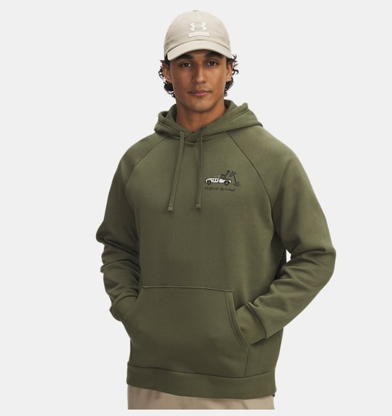 Yeşil Erkek UA Rival Fleece Logo Kapüşonlu Sweatshirt