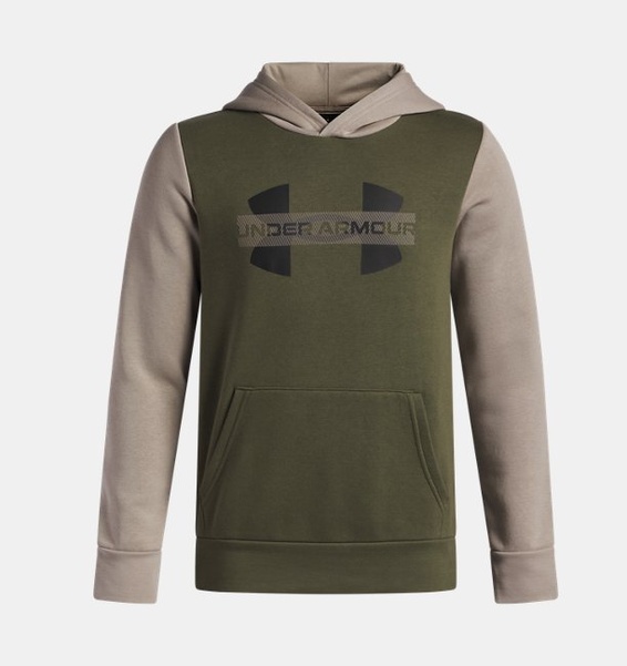 Yeşil Erkek Çocuk UA Rival Fleece Colorblock Graphic Kapüşonlu Sweatshirt