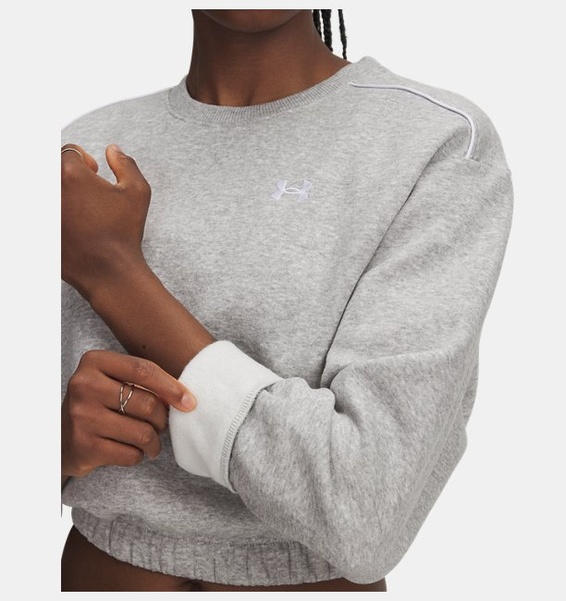 Gri Kadın UA Rival Fleece Piped Crew Sweatshirt