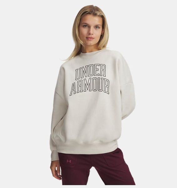 Beyaz Kadın UA Rival Fleece Oversize Varsity Crew Sweatshirt