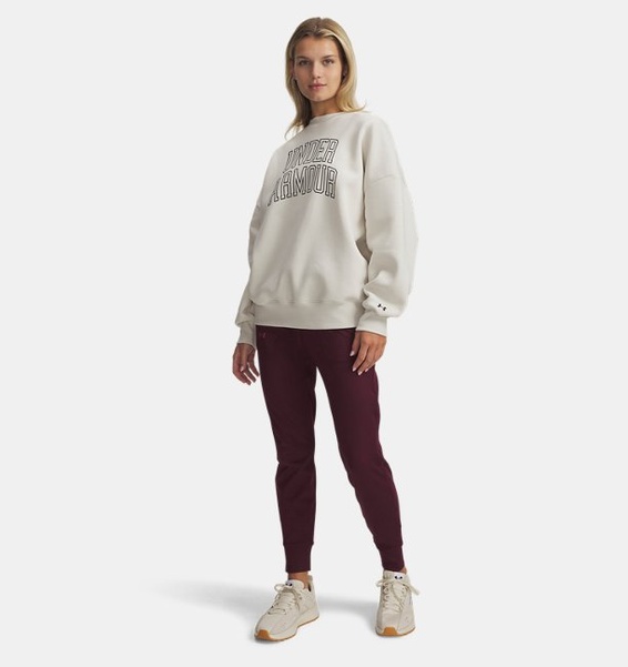 Beyaz Kadın UA Rival Fleece Oversize Varsity Crew Sweatshirt
