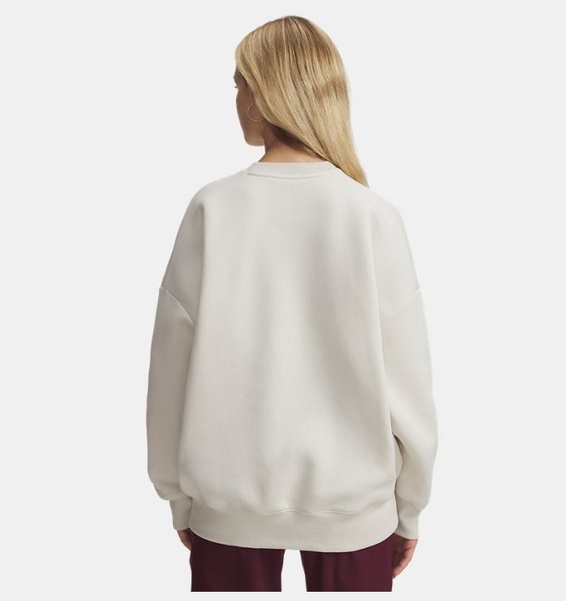 Beyaz Kadın UA Rival Fleece Oversize Varsity Crew Sweatshirt