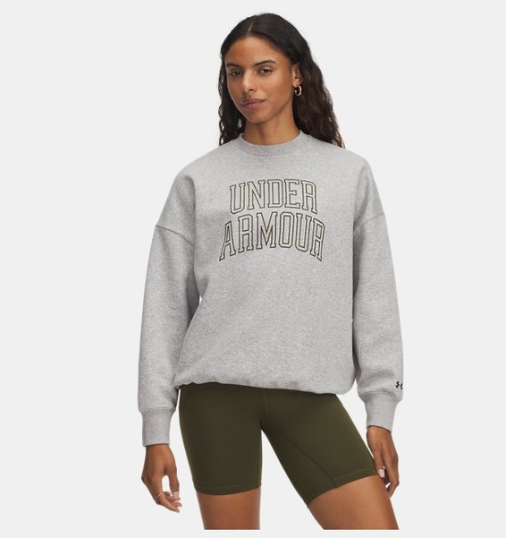 Gri Kadın UA Rival Fleece Oversize Varsity Crew Sweatshirt