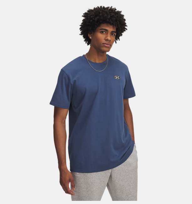 Erkek UA Heavyweight LC Patch Kısa Kollu T-shirt Mavi
