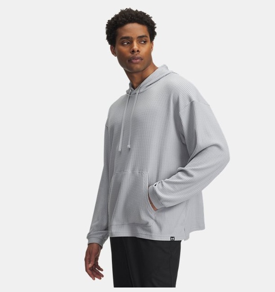 Gri Erkek UA Rival Waffle Kapüşonlu Üst