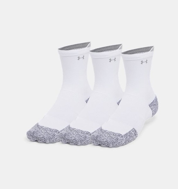 Beyaz Unisex UA Ad Run Cushion 3'lü Crew Çorap