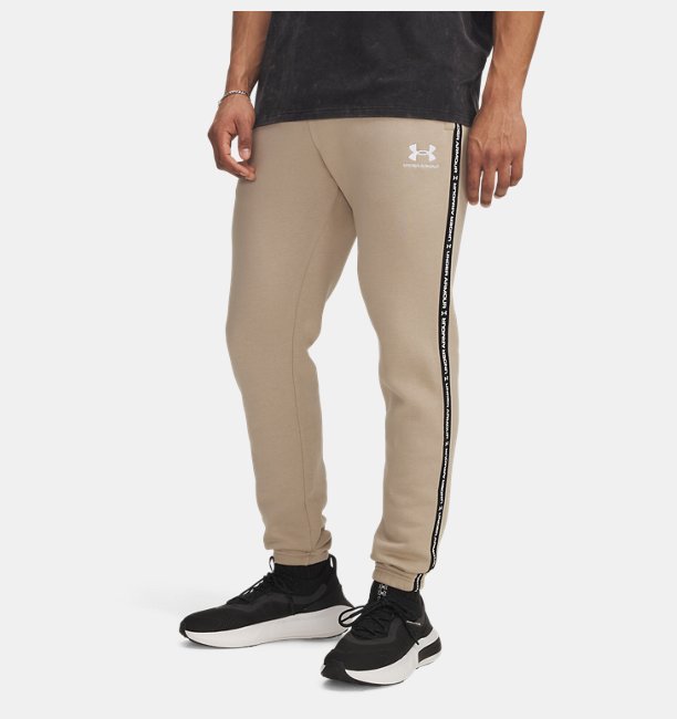 Erkek UA Icon Fleece Taping Eşofman Altı Kahverengi