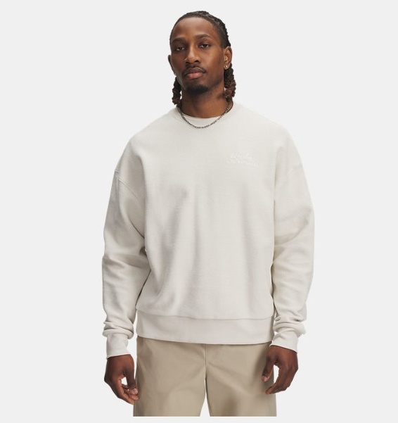 Beyaz Erkek UA Icon Rev Terry Crew Sweatshirt