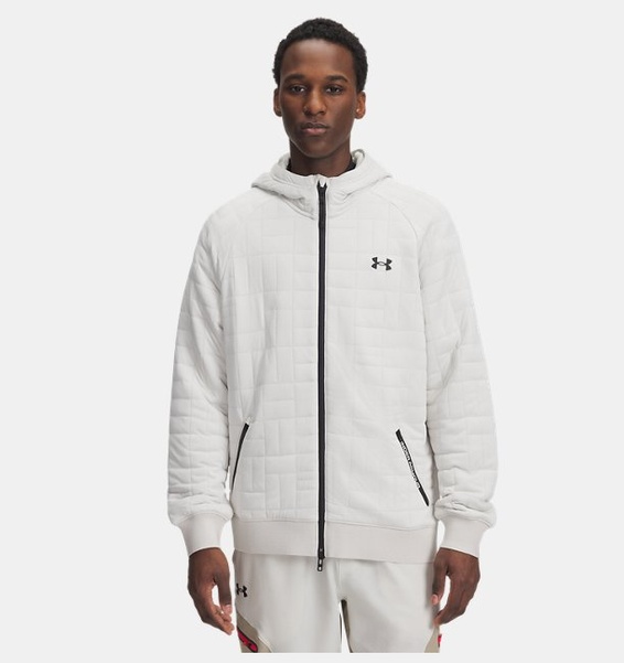 Beyaz Erkek UA Unstoppable Fleece TXTR Fermuarlı Ceket