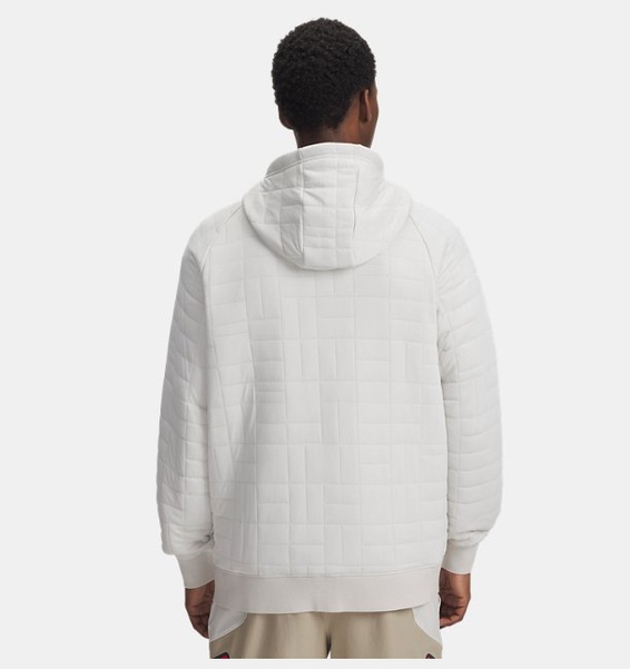 Beyaz Erkek UA Unstoppable Fleece TXTR Fermuarlı Ceket