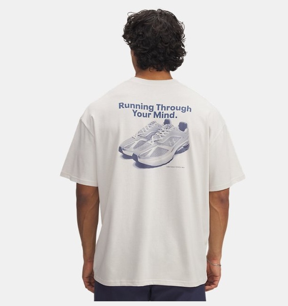 Beyaz Erkek UA Heavyweight Running Shoe Oversize Kısa Kollu T-Shirt