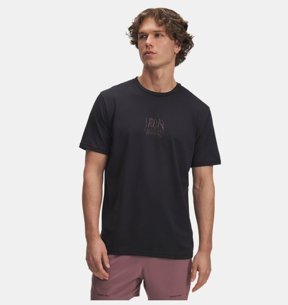 Siyah Erkek UA Project Rock Kısa Kollu T-Shirt