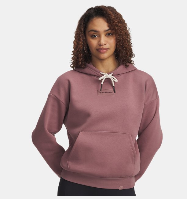 Kadın UA Project Rock Icon Kapüşonlu Sweatshirt Kahverengi