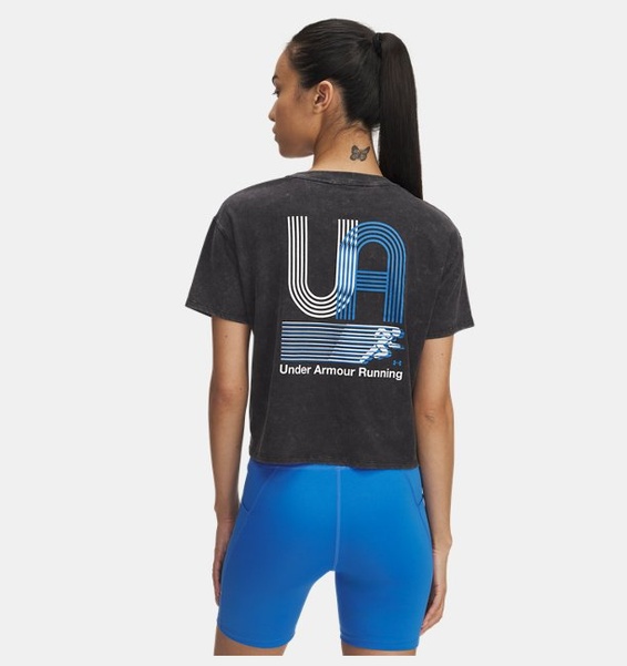 Siyah Kadın UA Run Graphic Kısa Kollu T-Shirt