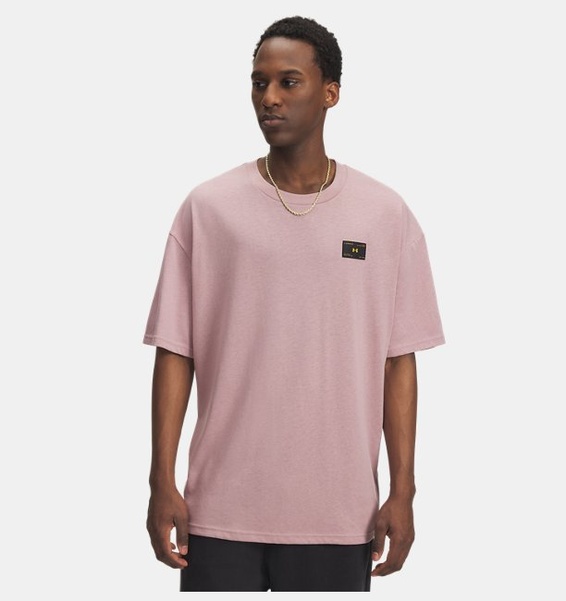 Pembe Erkek UA Heavyweight Woven Label Kısa Kollu T-Shirt
