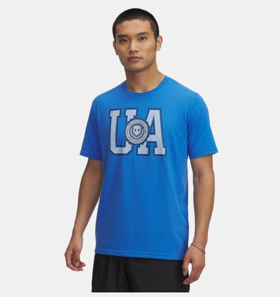 Mavi Erkek UA College Crest Logo Kısa Kollu T-Shirt