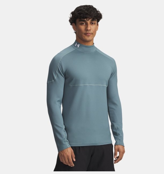 Mavi Erkek UA Cold Weather Grid Mock Uzun Kollu T-Shirt