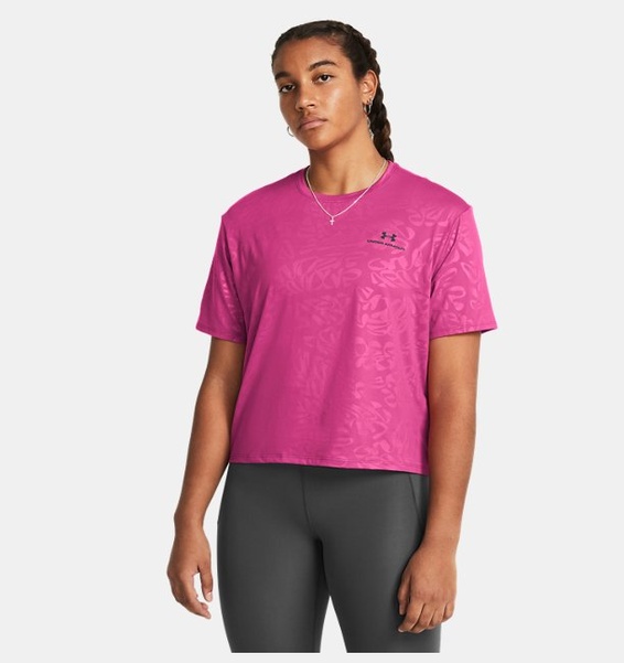 Pembe Kadın UA Vanish Energy EmbOversizeds Crop Kısa Kollu T-shirt