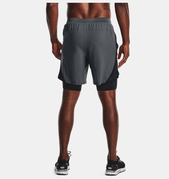 Gri Erkek UA Launch 2'si 1 arada Koşu Şortu