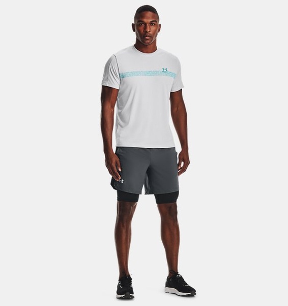 Gri Erkek UA Launch 2'si 1 arada Koşu Şortu