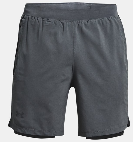 Gri Erkek UA Launch 2'si 1 arada Koşu Şortu