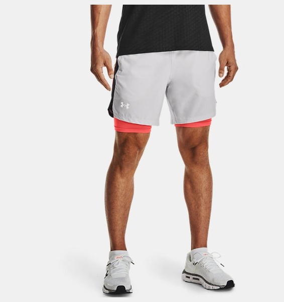 Gri Erkek UA Launch 2'si 1 arada Koşu Şortu