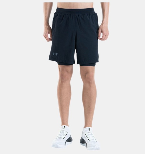 Siyah Erkek UA Launch 2'si 1 arada Koşu Şortu