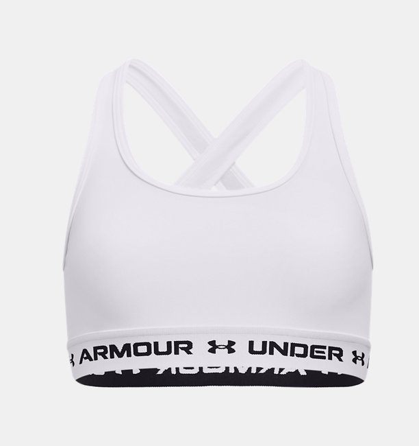 Çocuk UA Crossback Mid Solid Spor Sütyeni Beyaz