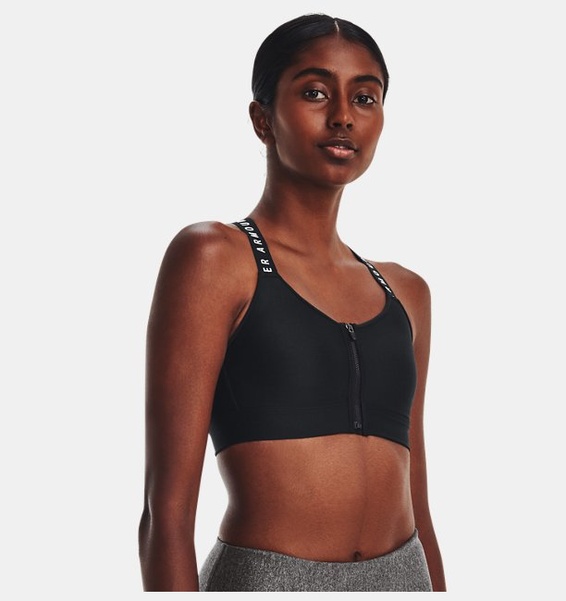 Siyah Kadın UA Infinity High Zip Spor Sütyeni