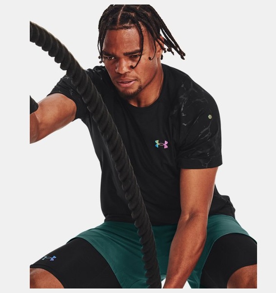 Siyah Erkek UA RUSH™ Baskılı Kısa Kollu T-shirt