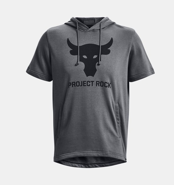 Gri Erkek Project Rock Terry Kısa Kollu Kapüşonlu Üst
