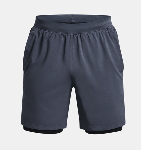 Gri Erkek UA Launch 2'si 1 arada Koşu Şortu