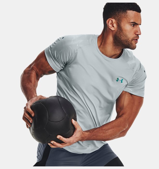 Erkek UA RUSH™ Baskılı Kısa Kollu T-shirt Mavi