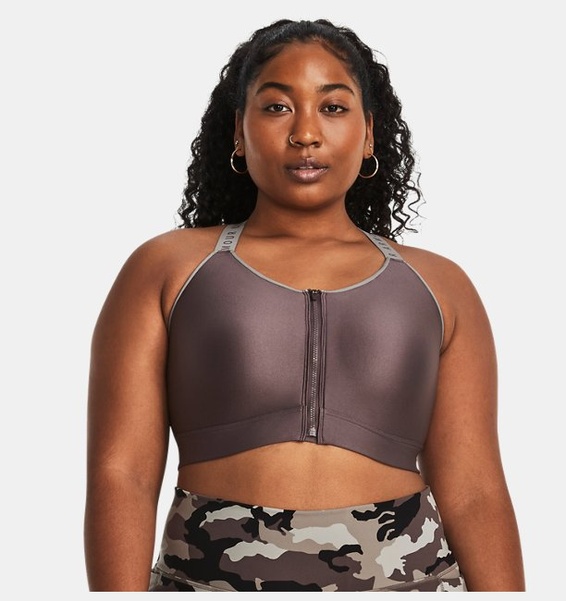 Gri Kadın UA Infinity High Zip Spor Sütyeni