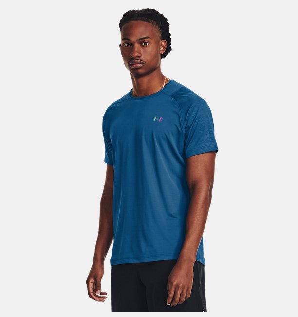 Erkek UA RUSH™ Baskılı Kısa Kollu T-shirt Mavi