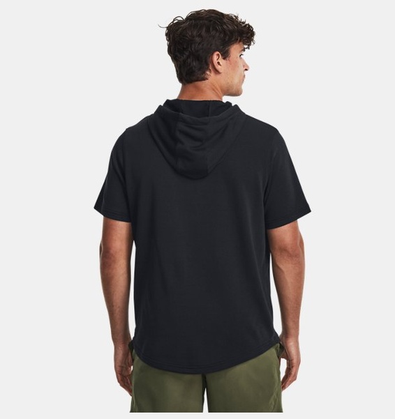 Siyah Erkek Project Rock Terry Kısa Kollu Kapüşonlu Üst