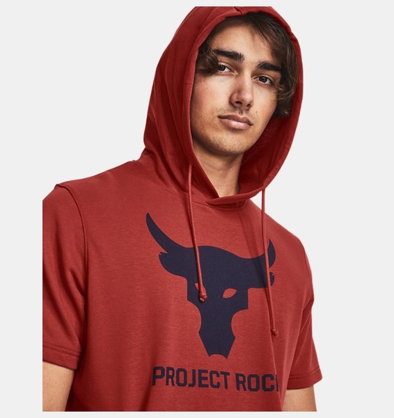 Kırmızı Erkek Project Rock Terry Kısa Kollu Kapüşonlu Üst