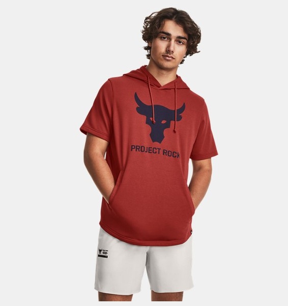 Kırmızı Erkek Project Rock Terry Kısa Kollu Kapüşonlu Üst