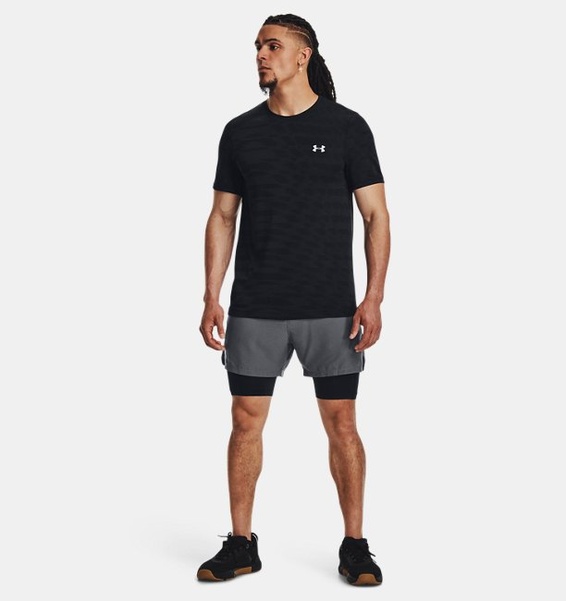 Siyah Erkek UA Dikişsiz Ripple Kısa Kollu T-shirt
