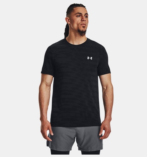 Siyah Erkek UA Dikişsiz Ripple Kısa Kollu T-shirt