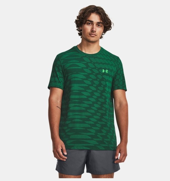 Yeşil Erkek UA Dikişsiz Ripple Kısa Kollu T-shirt