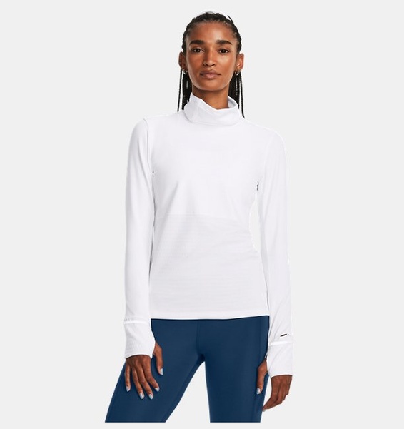 Beyaz Kadın UA Qualifier Cold Funnel Neck Uzun Kollu T-shirt