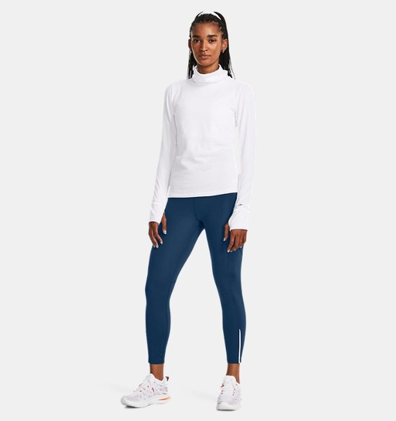 Beyaz Kadın UA Qualifier Cold Funnel Neck Uzun Kollu T-shirt