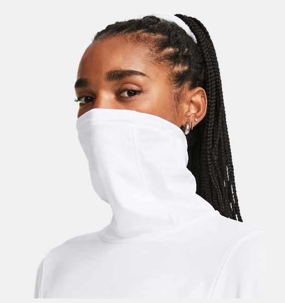 Beyaz Kadın UA Qualifier Cold Funnel Neck Uzun Kollu T-shirt