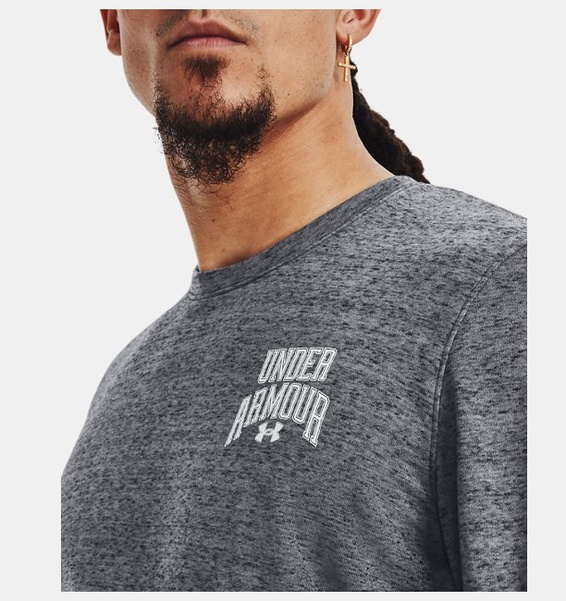 Gri Erkek UA Rival Terry Graphic Bisiklet Yaka