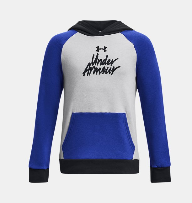 Erkek Çocuk UA Rival Fleece Script Colorblock Kapüşonlu Üst Lacivert