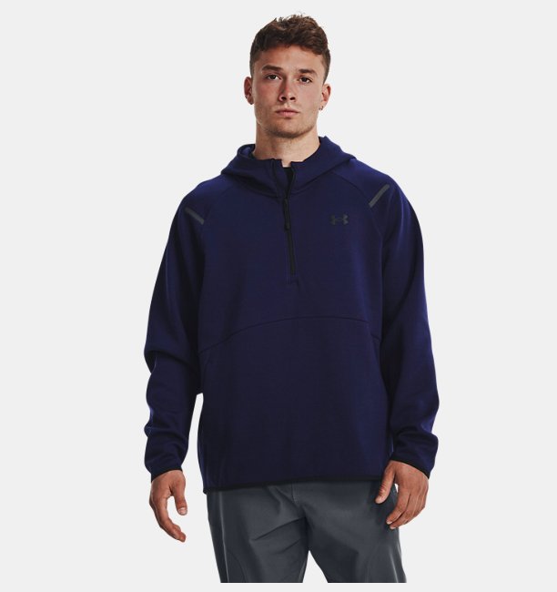 Erkek UA Unstoppable Fleece Kapüşonlu Üst Lacivert