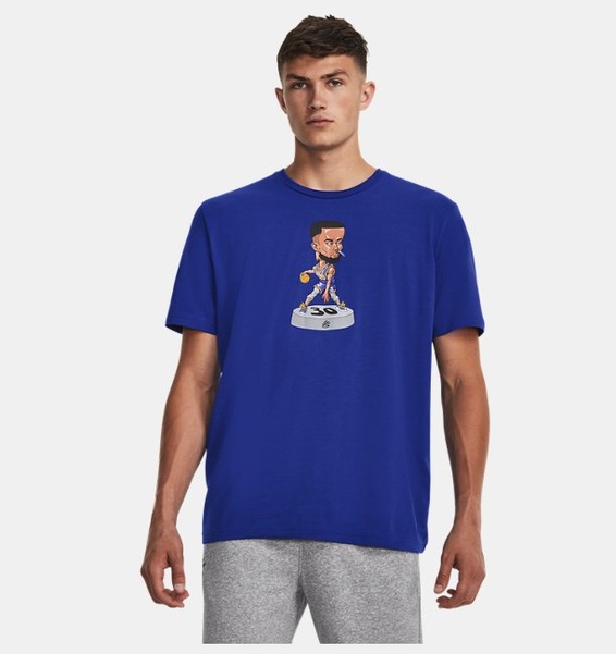 Lacivert Erkek Curry Bobblehead Kısa Kollu T-shirt