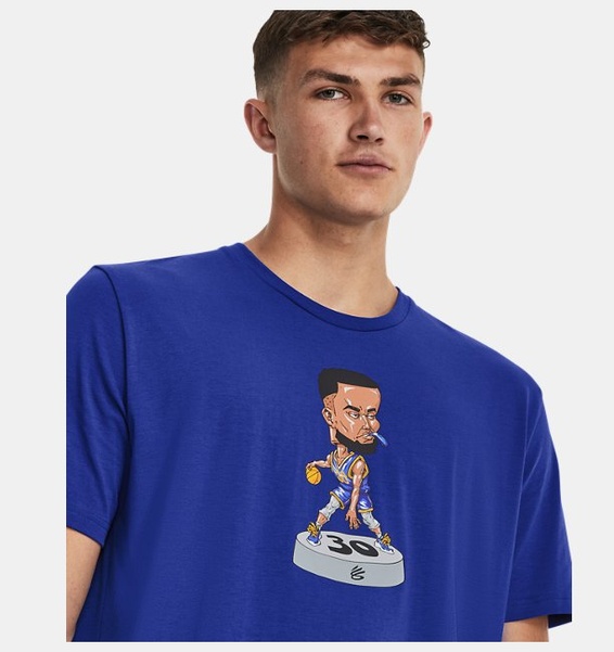 Lacivert Erkek Curry Bobblehead Kısa Kollu T-shirt