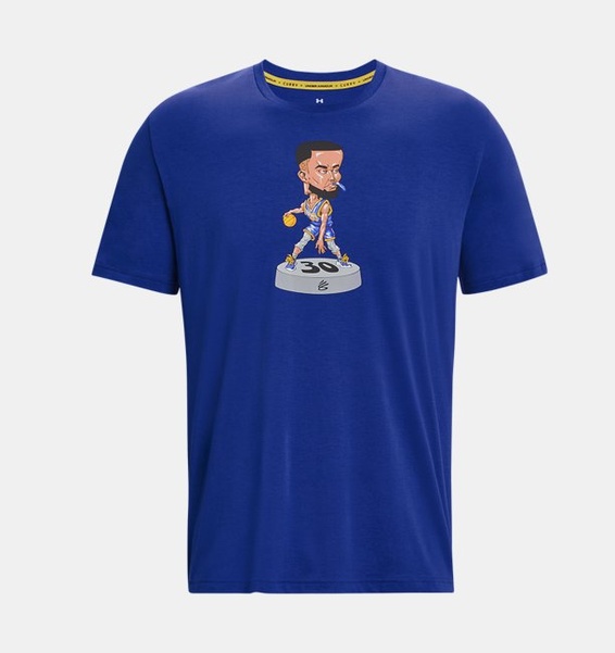 Lacivert Erkek Curry Bobblehead Kısa Kollu T-shirt